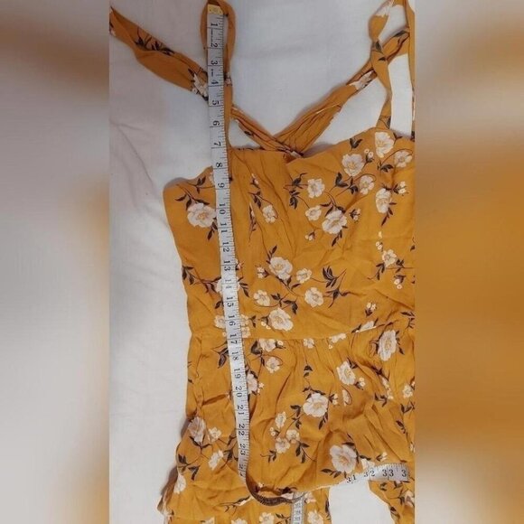 Boho Maxi Jumpsuit Abercrombie Yellow Floral NWOT Large - Picture 5 of 8